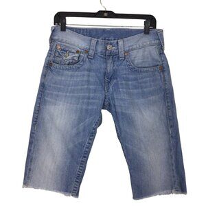True Religion Shorts Women’s 29 Blue Cut Off Denim Jean Short Jorts Light Wash